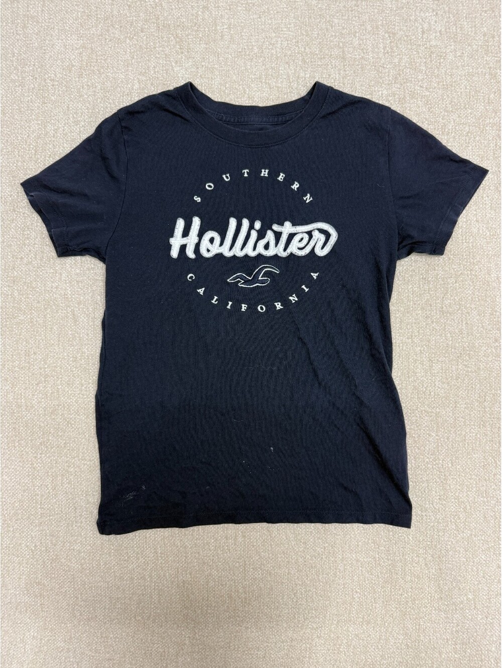 Hollister California Womens Navy Blue Graphic T-Shirt Size XS Extra Small Short